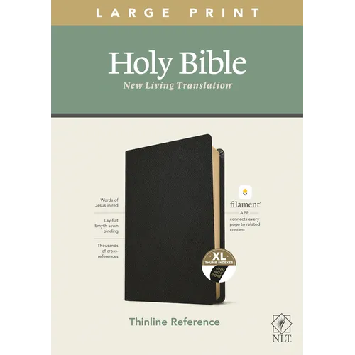 NLT Large Print Thinline Reference Bible, Filament Enabled Edition (Red Letter, Genuine Leather, Black, Indexed)