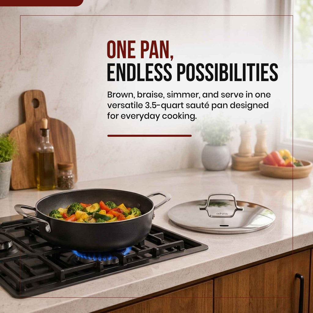 Ceramic Nonstick Sauté Pan with Lid, 3.5-Qt