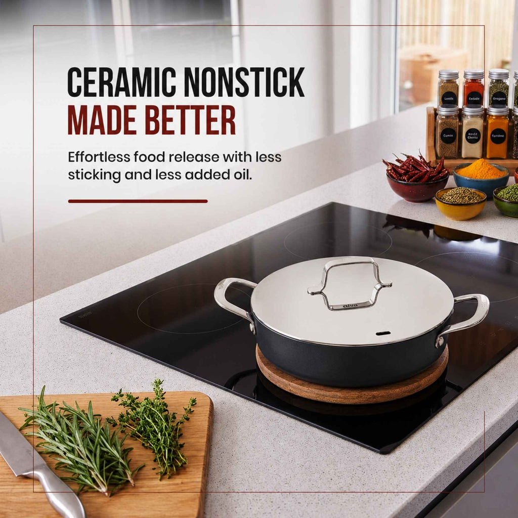 Ceramic Nonstick Sauté Pan with Lid, 3.5-Qt