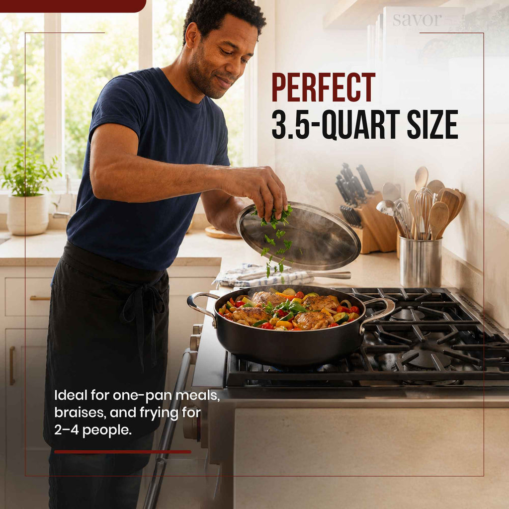 Ceramic Nonstick Sauté Pan with Lid, 3.5-Qt