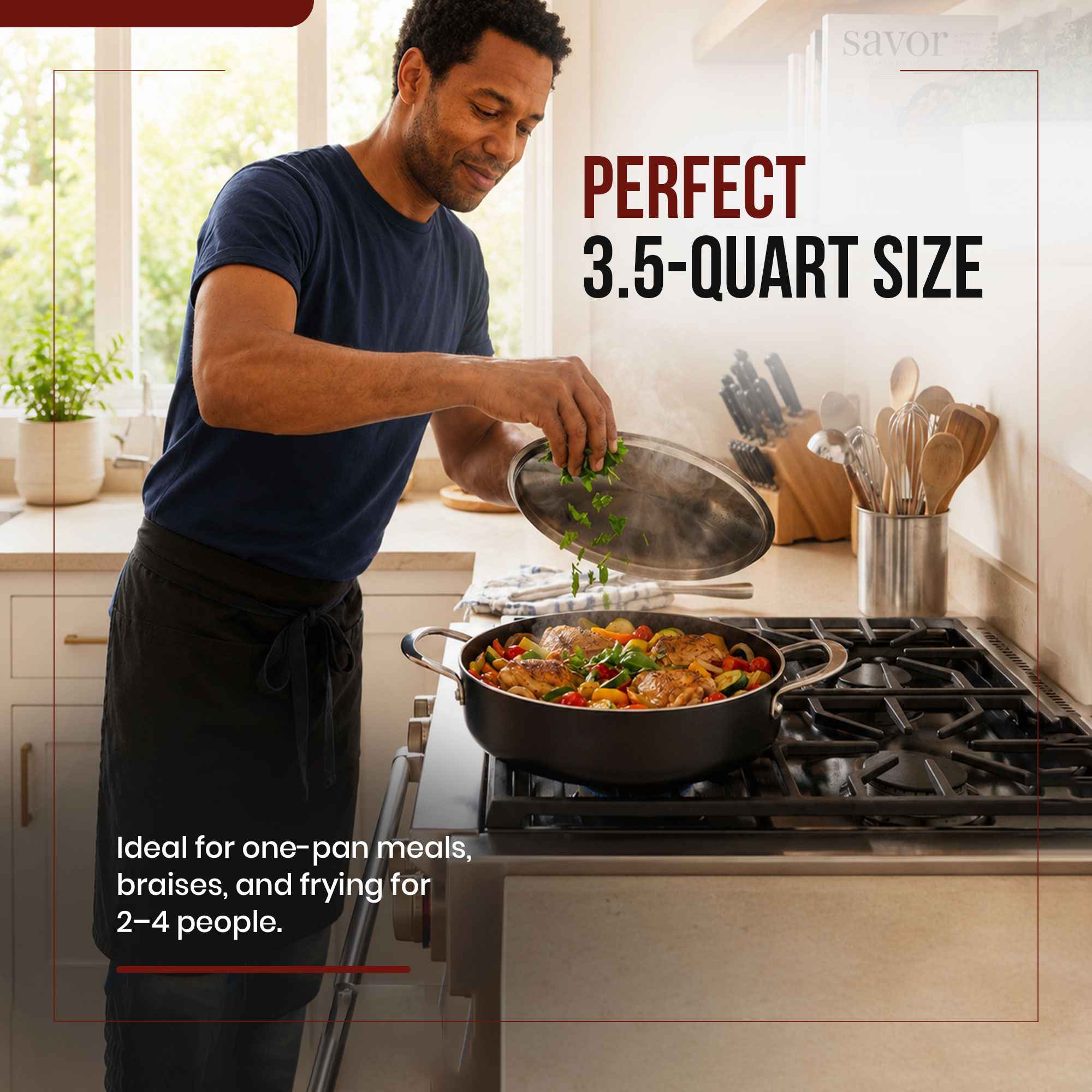 Ceramic Nonstick Sauté Pan with Lid, 3.5-Qt