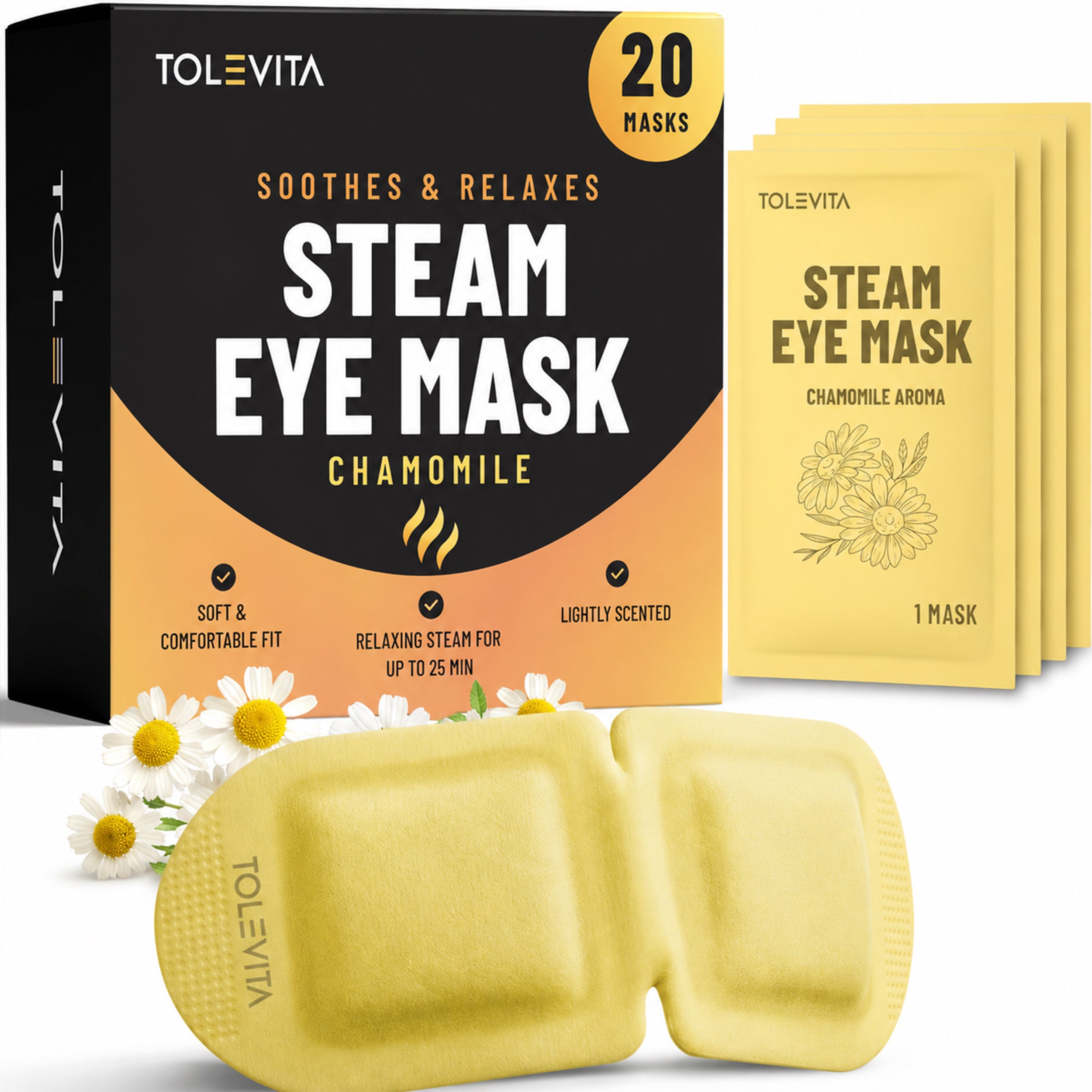 Steam Eye Mask, Self-Heating & Soothing Eye Mask for Relaxation & Eye Fatigue Relief, 20 Masks