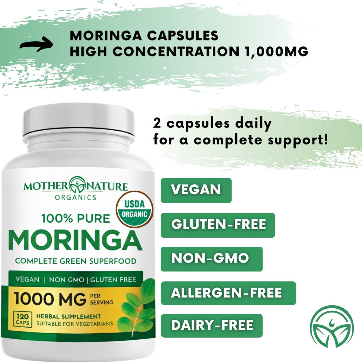 Organic Moringa Capsules (120 Count)