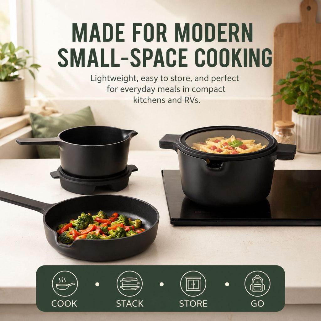 5-Piece Stackable Ceramic Nonstick Set