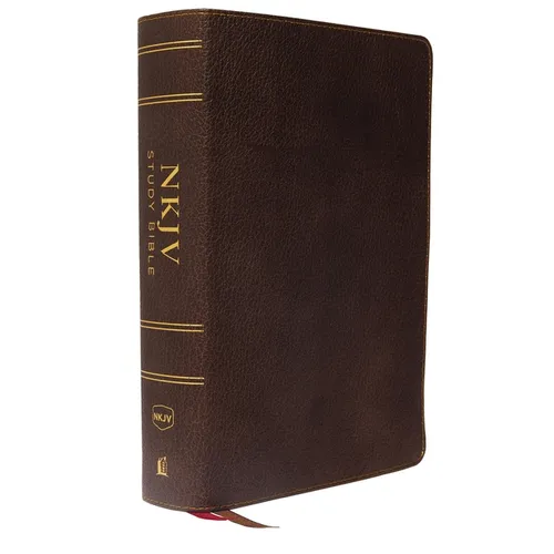 NKJV Study Bible, Premium Calfskin Leather, Brown, Full-Color, Red Letter Edition, Comfort Print: The Complete Resource for Studying God's Word