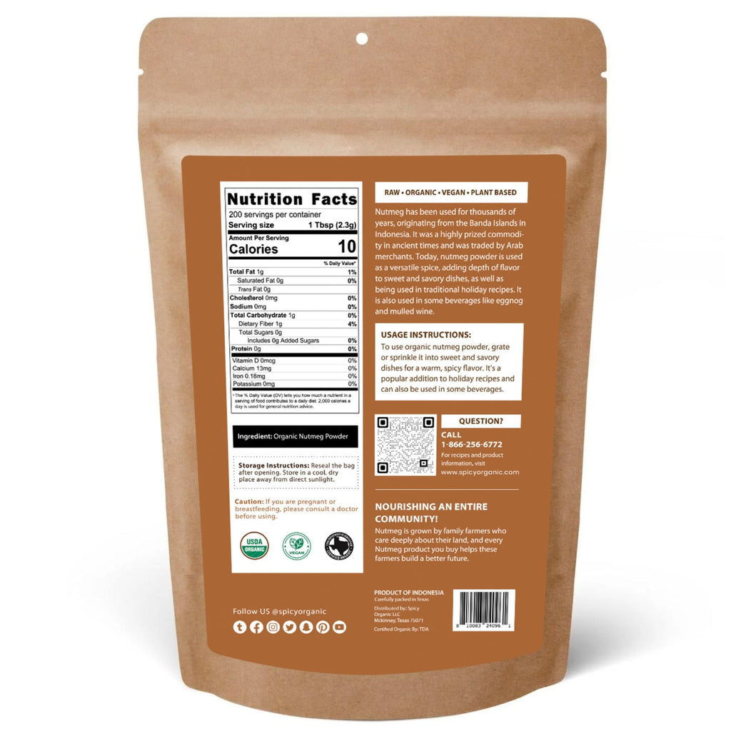 Organic Nutmeg Powder — USDA Certified | Béchamel, Eggnog & Spiced Baking