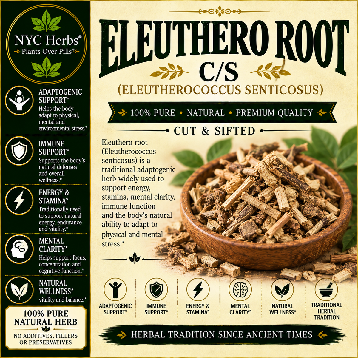 Eleuthero Root c/s (Siberian Ginseng)