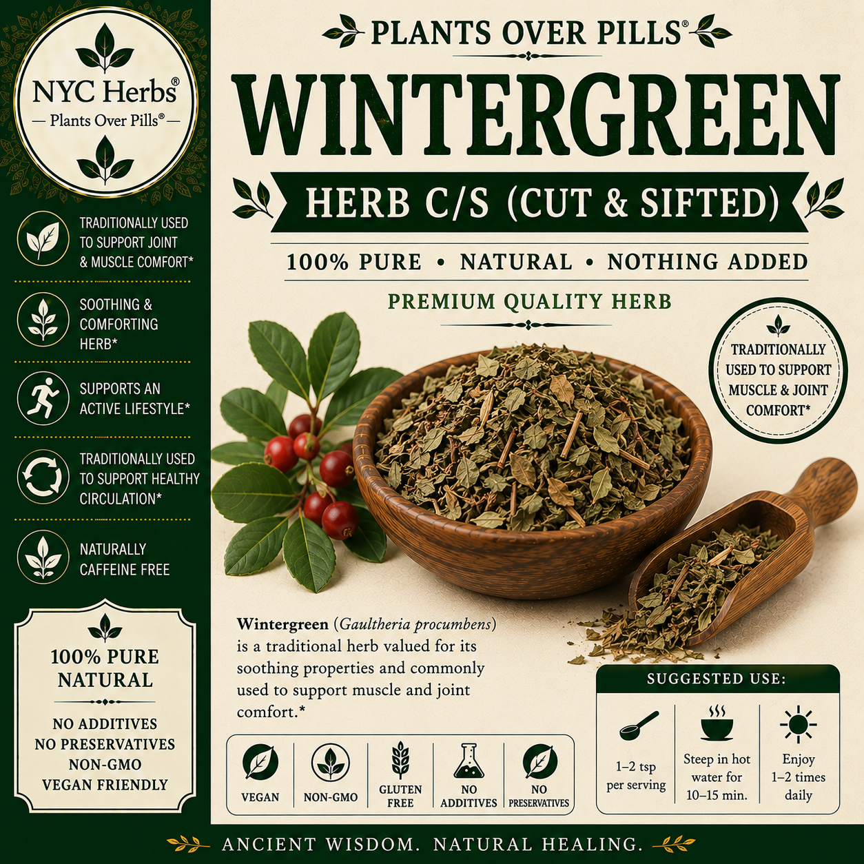 Wintergreen Herb | Pain Relief, Cooling Comfort & Respiratory Support