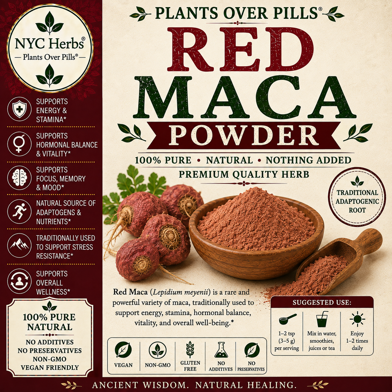Red Maca Root | Hormone balance, skin health, and women's wellness