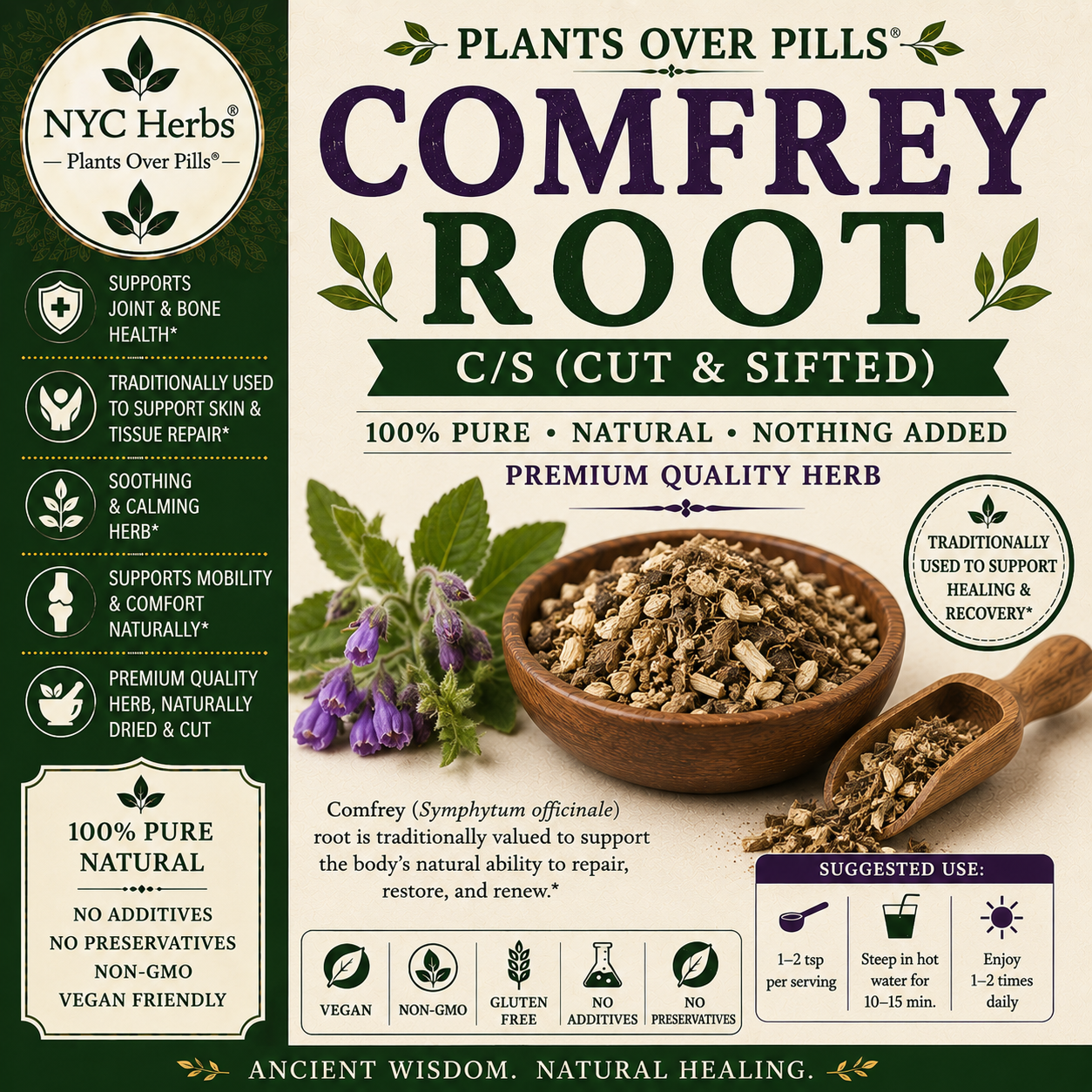 Comfrey Root Powder | Bone & Tissue Support