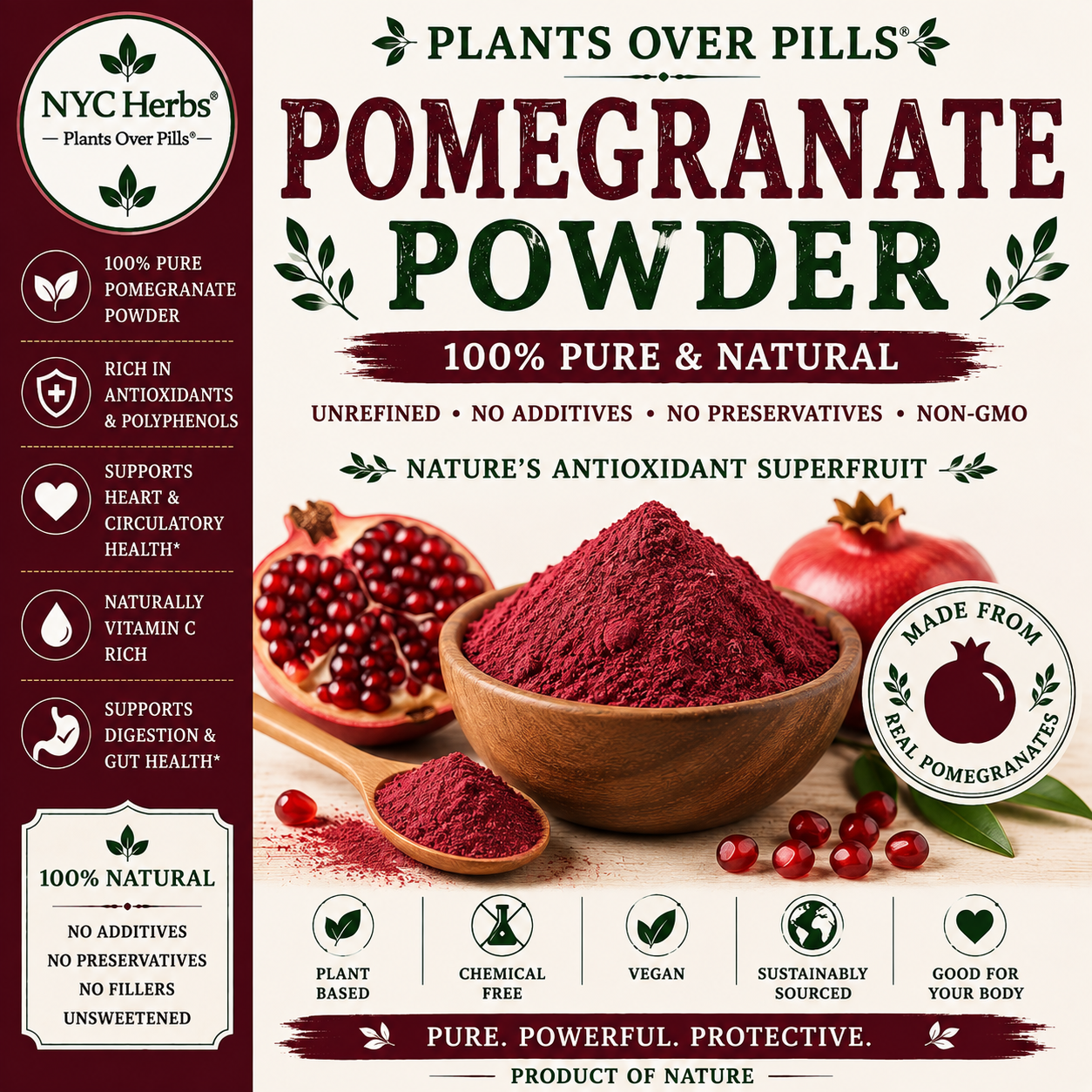 Pomegranate Powder | Antioxidant-Rich & Circulatory Support