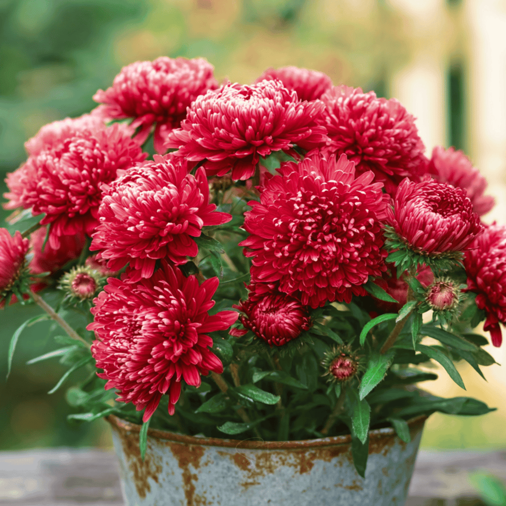 Scarlet Paeony Duchess Aster – 50 Seeds