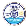 ZINC & CHARCOAL - Natural Deodorant Cream - Cool Coconut - Aluminum-free 2.75 oz