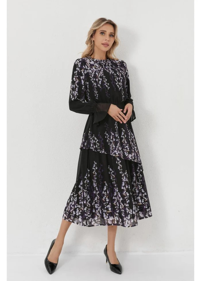 Lilac Bloom Midi Dress