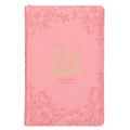 KJV Holy Bible, Standard Size Faux Leather Red Letter Edition - Thumb Index & Ribbon Marker, King James Version, Pink Floral Zipper Closure