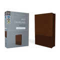 Niv, Thinline Bible, Large Print, Leathersoft, Brown, Zippered, Red Letter, Comfort Print