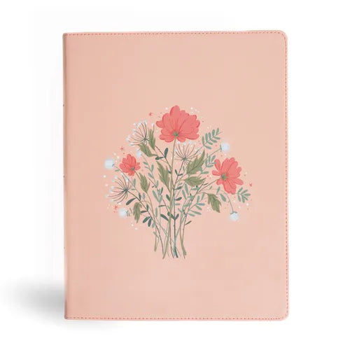 CSB Illustrator's Notetaking Bible, Large Print Edition, Peach Bouquet Leathertouch