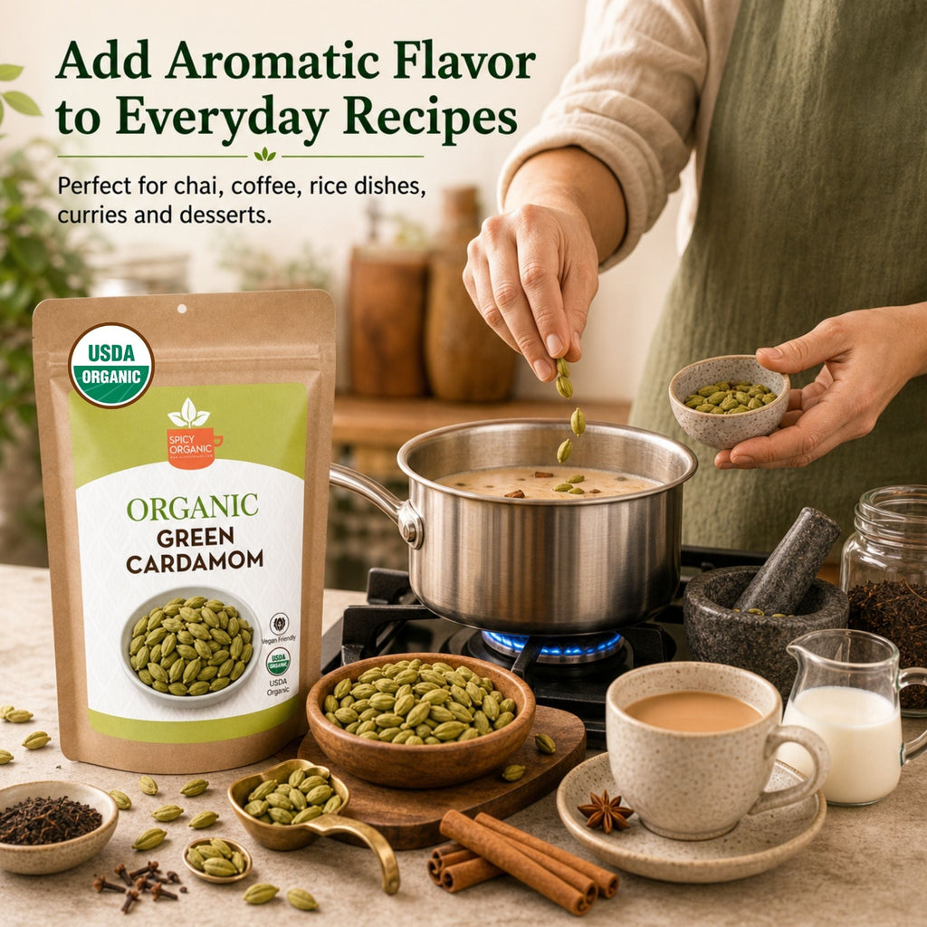 Organic Green Cardamom Pods – Jumbo, for Chai & Biryani