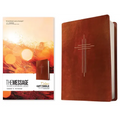 The Message Deluxe Gift Bible (Leather-Look, Dark Brown Gold Cross): The Bible in Contemporary Language